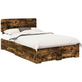  Okvir za krevet s uzglavljem Dimljeni hrast 135 x 190 cm | shoptok.hr