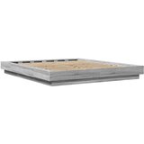 vidaXL Posteljni okvir z LED lučkami siva sonoma 150x200 cm inž. les | Shoptok.si