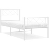  The Living Store Kovinski posteljni okvir z vzglavjem in vznožjem bel 100x190 cm - Kovinski Posteljni Okvir, (21454032) | Shoptok.si