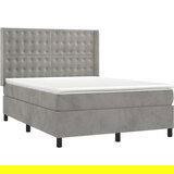  Box spring postelja z vzmetnico LED svetlo siva 140x200cm žamet, (20790181) | Shoptok.si