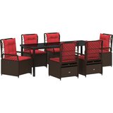vidaXL Vrtni set za objed 7 kom. Smeđa poliratan - Smeđa 6-sjedalna 200 cm | shoptok.hr