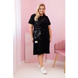 Kesi Włoski Plus Size women's dress with pockets and decorative belt black | Shoptok.si