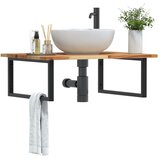  Zidna polica za umivaonik od čelika i masivnog bagremovog drva Smeđa 80 x 60 x 2 cm | shoptok.hr