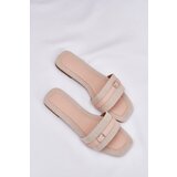 Boto Flat Women's Slippers With Strap And Buckle Beige Zilina | shoptok.hr