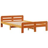  Posteljni okvir brez vzmetnice voščeno rjav 135x190 cm borovina, (21527500) | Shoptok.si