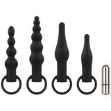EasyToys akumulatorski analni vibrator - 4-delni komplet (črna) | Shoptok.si