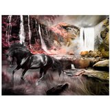  Tapeta - Black horse by a waterfall 200x154 | shoptok.hr