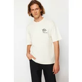 Trendyol Stone Oversize/Wide-Fit Oriental Print Short Sleeve 100% Cotton T-Shirt