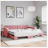 vidaXL Izvlečna dnevna postelja roza 90x200 cm žamet Cene