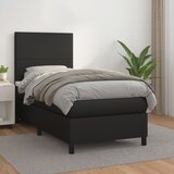 The Living Store Box spring postelja z vzmetnico črna 90x190 cm umetno usnje - Box Spring Postelja, (21503653) Cene
