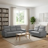  Set sofe 2 pcs Svjetlosiva Tkanina - Svjetlosiva 2-sjedalna (140 cm) + 3-sjedalna | shoptok.hr