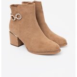 Shelvt Stylish ankle boots in a shade of light brown with gold detail | Shoptok.si