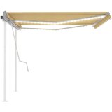 vidaXL tenda na ručno uvlačenje s LED svjetlima 4 x 3,5 m žuto-bijela | shoptok.hr