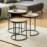 Premium Living set klubskih mizic can, črna kovina, bambus, 3-Delno | Shoptok.si