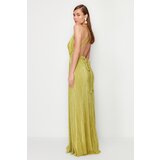 Trendyol Oil Green A-Cut Belted Lined Knitted Long Elegant Evening Dress | Eponuda.ba
