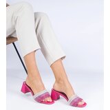 D/CEO marka niezdefiniowana Pink elegant mules with a heel and rhinestones Maritto Cene