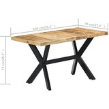  Blagovaonski stol od masivnog grubog drva manga 140x70x75 cm | shoptok.hr