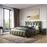 MID.YOU OBLAZINJENA POSTELJA 120 cm x 200 cm , les, kovina, tekstil, leseni material olivno zelena | Shoptok.si
