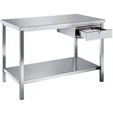 eurokraft basic Delovna miza iz krom-nikljevega jekla, 1 predal, 1 cela polica, širina 800 mm Cene