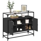  Komoda sa staklenom površinom crna 98x35x81 cm drvena | shoptok.hr