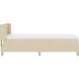  Postelja z vzmetnico z vzmetnico krema 100 x 200 cm blago, (5000023004) | Shoptok.si