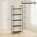  Polica za knjige samostojeća 5 polica metalni okvir 60x30x170 5 cm crna | shoptok.hr