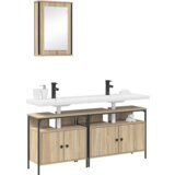 vidaXL set ormarića za kupaonicu od 3 komada od Sonoma hrasta konstruirano drvo, ormarić za umivaonik od Sonoma hrasta 80x30x60 cm konstruirano drvo | shoptok.hr