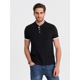 Ombre Men's collarless polo shirt - black Cijene