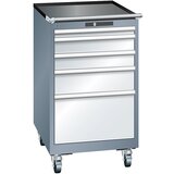 LISTA Predalnik, širina 564 mm, pomičen, 5 predalov, VxG 990 x 725 mm, svetlo moder | Shoptok.si