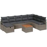 vidaXL Vrtna sedežna garnitura z blazino 9 pcs Siva Poly ratan, (5000144035) | Shoptok.si