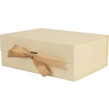 Škatla darilna 29x22x10cm s pentljo bež PROMOCIJA