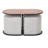  Komplet konferencijski stočić NILDO 90x45 cm + 2 tabureta braon/siva | Eponuda.com