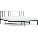 The Living Store Kovinski posteljni okvir z vzglavjem črn 193x203 cm - Posteljni Okvir, (21530620) | Shoptok.si