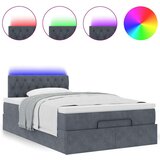 vidaXL Otomanski posteljni okvir z vzmetnico siv 120x190 cm žamet | Shoptok.si