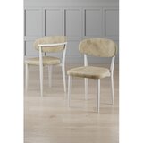 Hanah home set trpezarijskih stolica Onex 6 kom, krem bukle tkanina, bele drvene noge | Eponuda.com