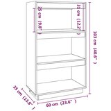 Ormarić za knjige / pregrada sivi 60x35x103 cm od borovine | shoptok.hr