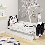  Otroška postelja ACMA Animals, bela stranica + predal 140x70 cm | Shoptok.si
