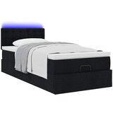  Otomanski okvir kreveta s madraca crni 90x190cm od tkanine | shoptok.hr