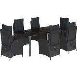  7-dijelni vrtni blagovaonski set s jastucima crni od poliratana | shoptok.hr