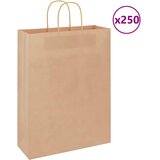vidaXL Papirnate vrećice 250 kom s ručkama smeđe 32x12x42 cm | shoptok.hr