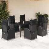 vidaXL 7-dijelni vrtni blagovaonski set s jastucima crni od poliratana | shoptok.hr