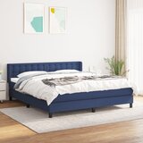 vidaXL Box spring postelja z vzmetnico modra 160x200 cm blago | Shoptok.si