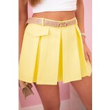 Kesi Włoski Women's skirt shorts with pleats and belt yellow | shoptok.hr
