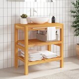 The Living Store Kopalniška omarica z 2 policama 74x45x75 cm trden les - Kopalniška Omarica, (21436840) Cene