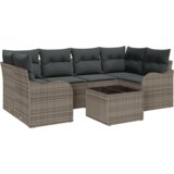vidaXL 7-dijelni set vrtnih sofi s jastučićima siva poli ratan, 2-sjedalna vrtna sofa s pohranom i jastučićima siva poli ratan | shoptok.hr