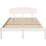  Krevetna Konstrukcija s Uzglavljem Bijela 120x190 cm Čvrsto borovo drvo | shoptok.hr
