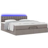  Otomanski krevet s madracem i LED smeđesivi 180x200 cm tkanine | shoptok.hr