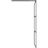 Pregrada za tuš s policom crna 80 x 195 cm s mutnim staklom ESG | shoptok.hr