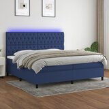 Maison Chic Box spring postelja - Vzmetna postelja z vzmetnico LED modra 200x200 cm blago SL3320, (21902769) | Shoptok.si