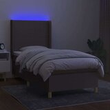  Krevet box spring s madracem LED smeđesivi 90x200 cm tkanina | shoptok.hr